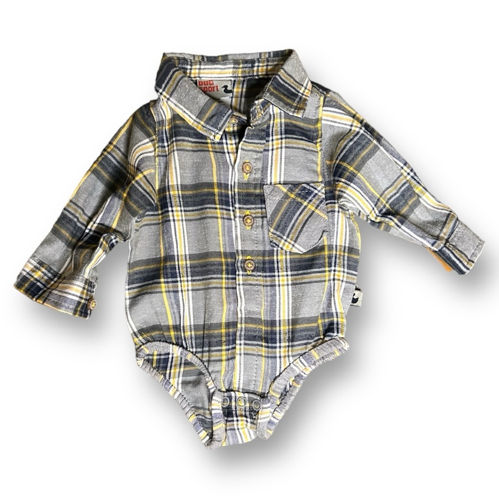 Long Sleeve Button Down Collar Shirt | 0-3 Months